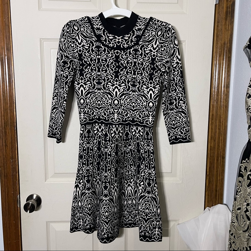 Xhileration Black and White Fit Flare Sweater Dress and a sweater top